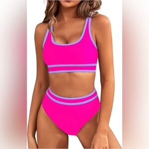 Women's High Waisted Bikini Sets Sporty Two Piece Swimsuit